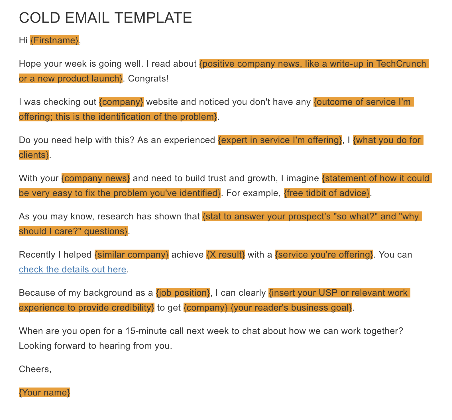 Freelance Cold Email Template